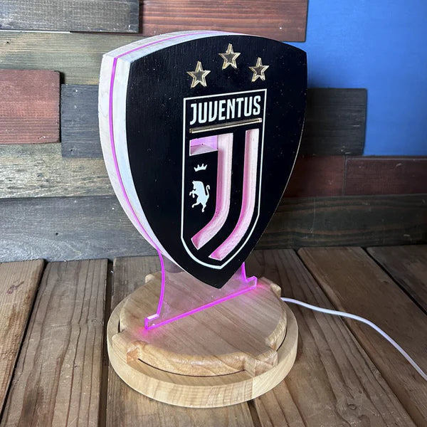 JUVENTUS HANDGEFERTIGTE HOLZLAMPE GOLD-SERIE